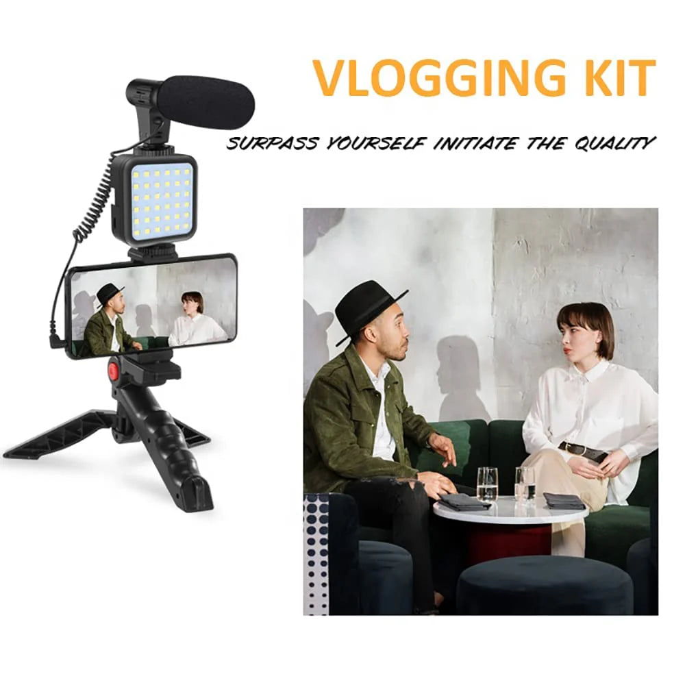 Decent Vlogging kit with led light and wireless mic