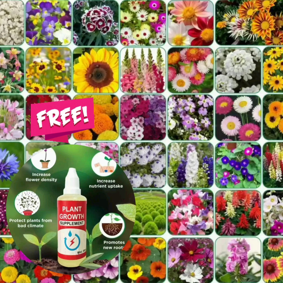 Flower Seeds (Pack of 50 varieties) And Get Plant Growth Supplement Free